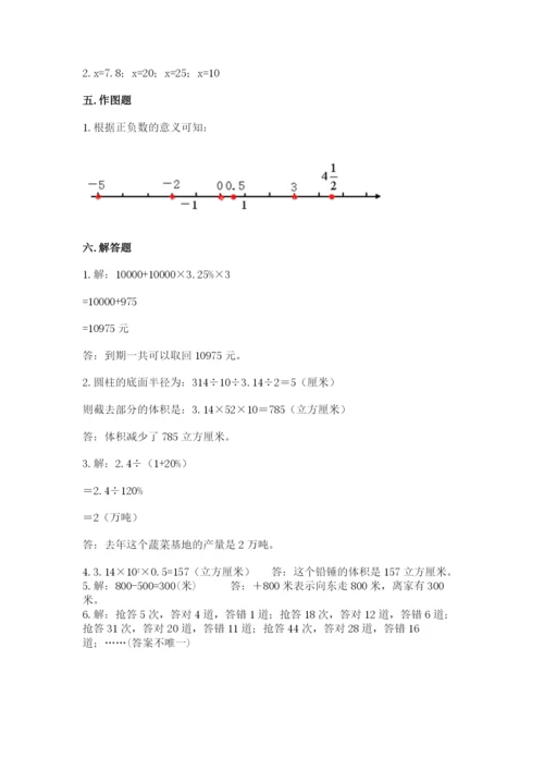 泗阳县六年级下册数学期末测试卷（突破训练）.docx
