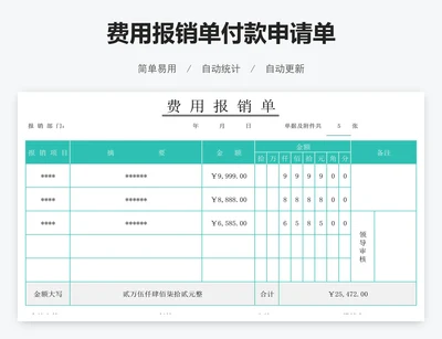 费用报销单付款申请单