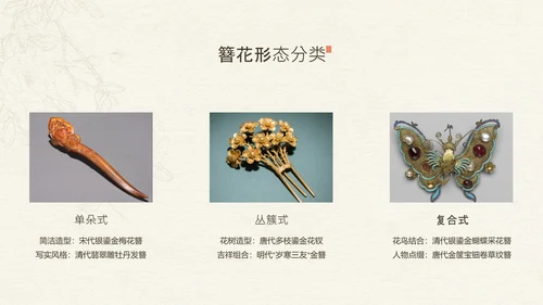 黄绿色简约中国风传统文化簪花介绍