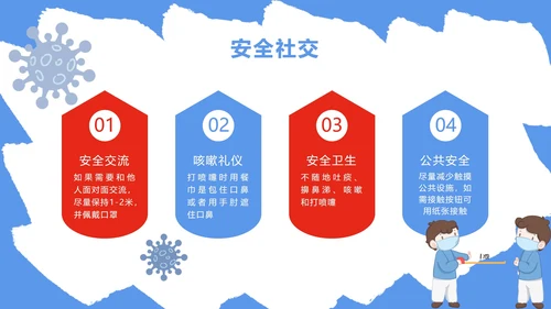 蓝色防疫安全科普PPT模板