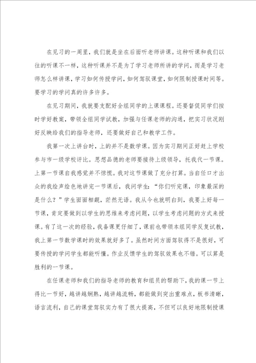 数学师范专业实习总结