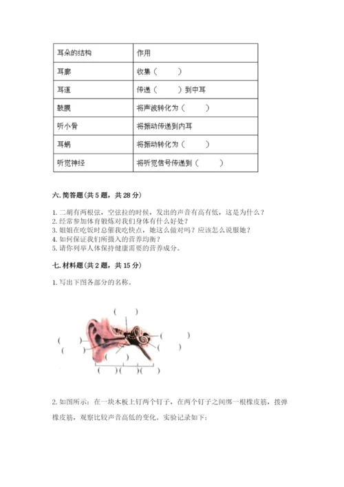 教科版科学四年级上册第二单元《呼吸和消化》测试卷（精练）.docx