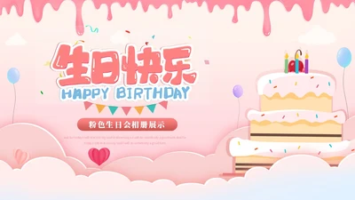 粉色生日会儿童生日相册ppt模板