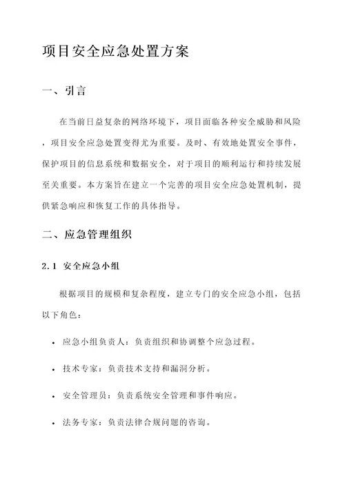 项目安全应急处置方案