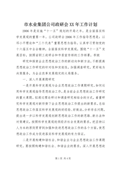 市水业集团公司政研会XX年工作计划.docx