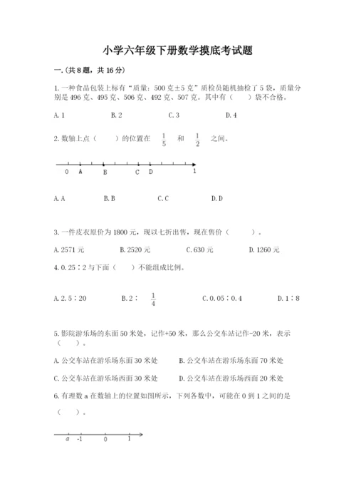 小学六年级下册数学摸底考试题（实用）.docx