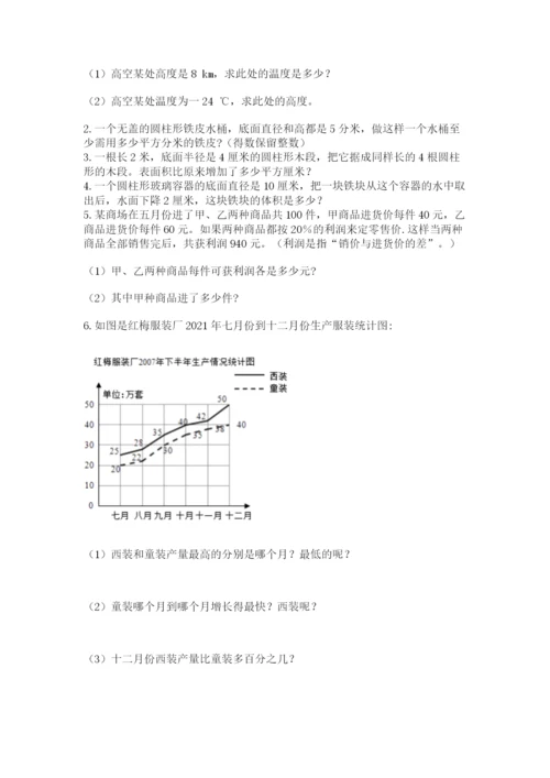 人教版数学小升初模拟试卷附答案（突破训练）.docx