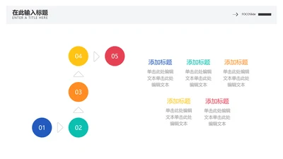 简约风圆形流程关系5项PPT内容页