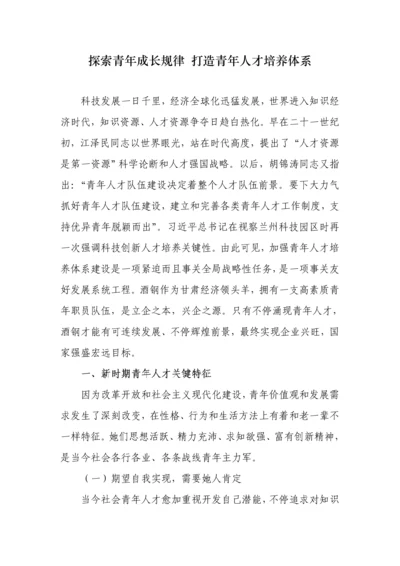 探索青年成长规律打造青年人才培养综合体系.docx