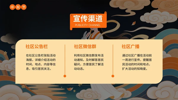 橙色插画风中秋节文化活动策划PPT模板