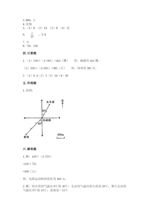 南昌市青云谱区六年级下册数学期末测试卷附答案.docx
