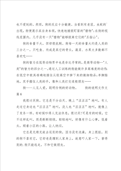 关于狗的说明文作文集合七篇