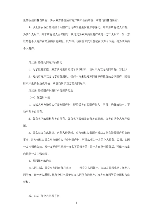 婚前财产约定(详细)