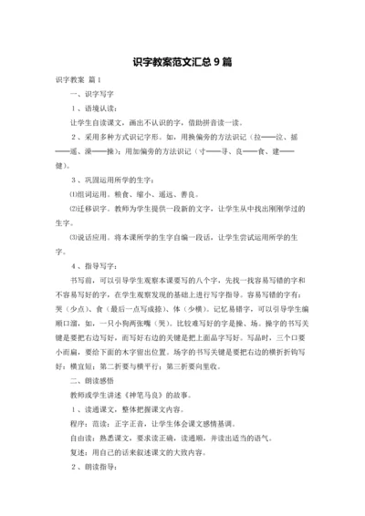 识字教案范文汇总9篇.docx