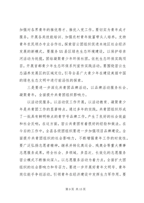 县共青团代表大会开幕式讲话稿.docx