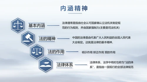 蓝色中国风法律讲座动态PPT模板