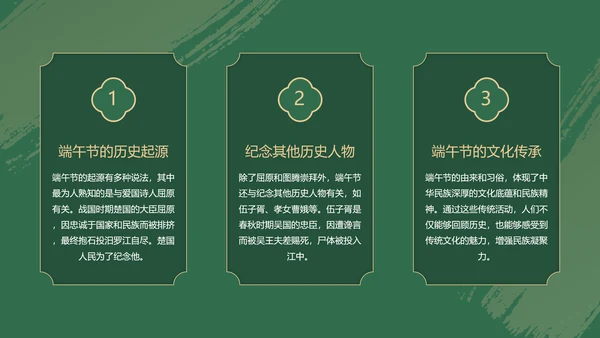 绿色中国风端午节宣传介绍主题班会PPT