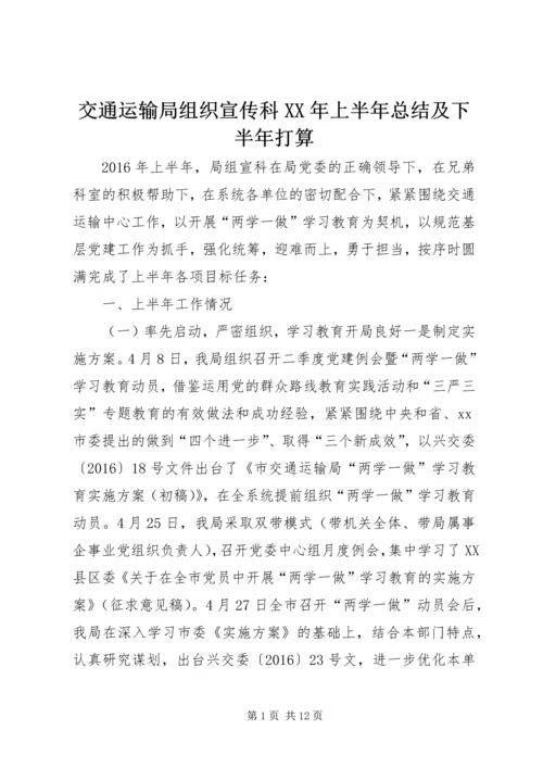 交通运输局组织宣传科某年上半年总结及下半年打算.docx