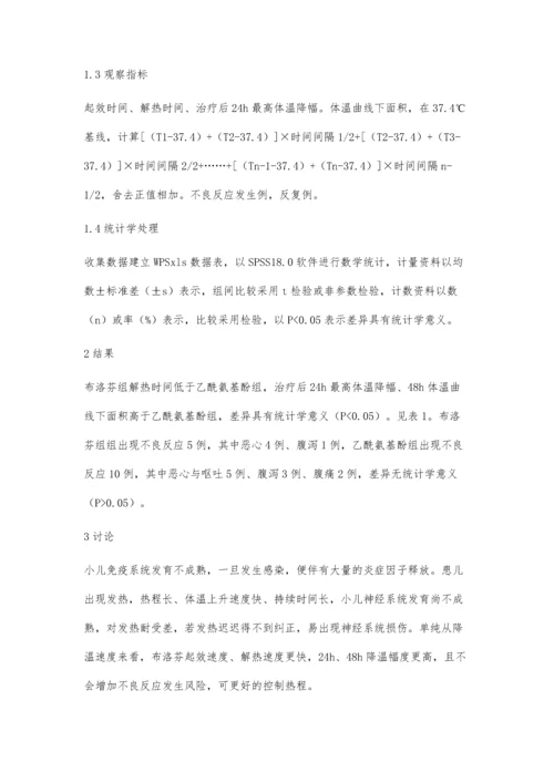 比较布洛芬和对乙酰氨基酚治疗小儿感染性发热疗效.docx