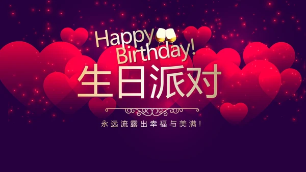 高端紫色生日快乐电子相册PPT