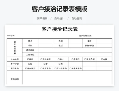 客户接洽记录表模版