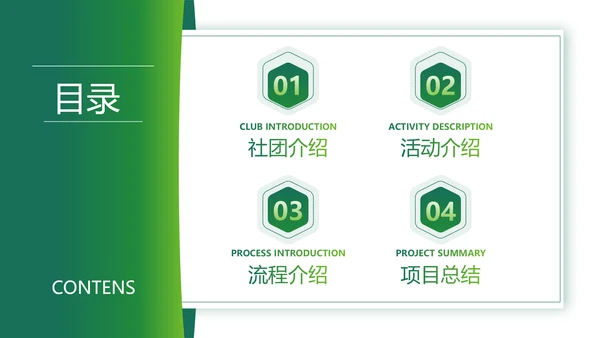 绿色简约社团活动PPT