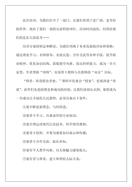 2022实用的骨干教师培训总结三篇