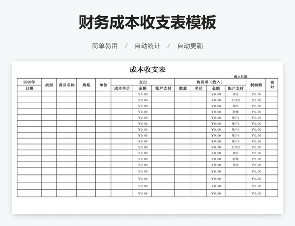 财务成本收支表模板