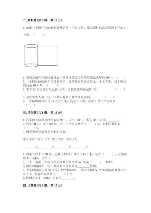 南阳市方城县六年级下册数学期末测试卷完整.docx