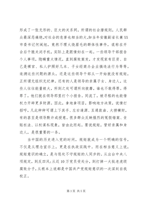 关于讲规矩有纪律发言稿范文.docx