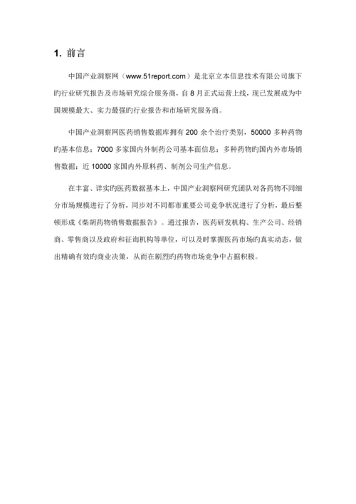 呼吸系统药物柴胡药品销售数据市场调研综合报告.docx