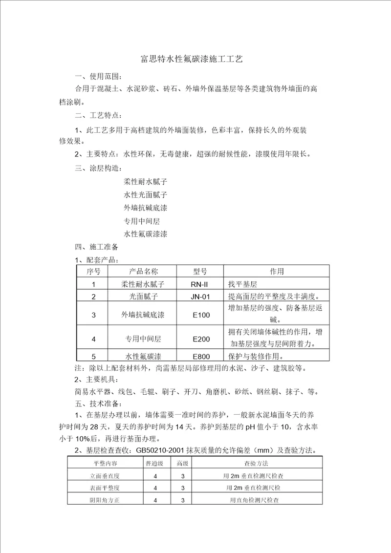 富思特水性氟碳漆施工工艺