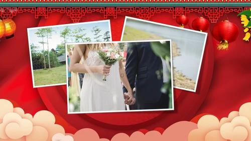 喜庆中式婚礼喜宴开场快闪PPT模板
