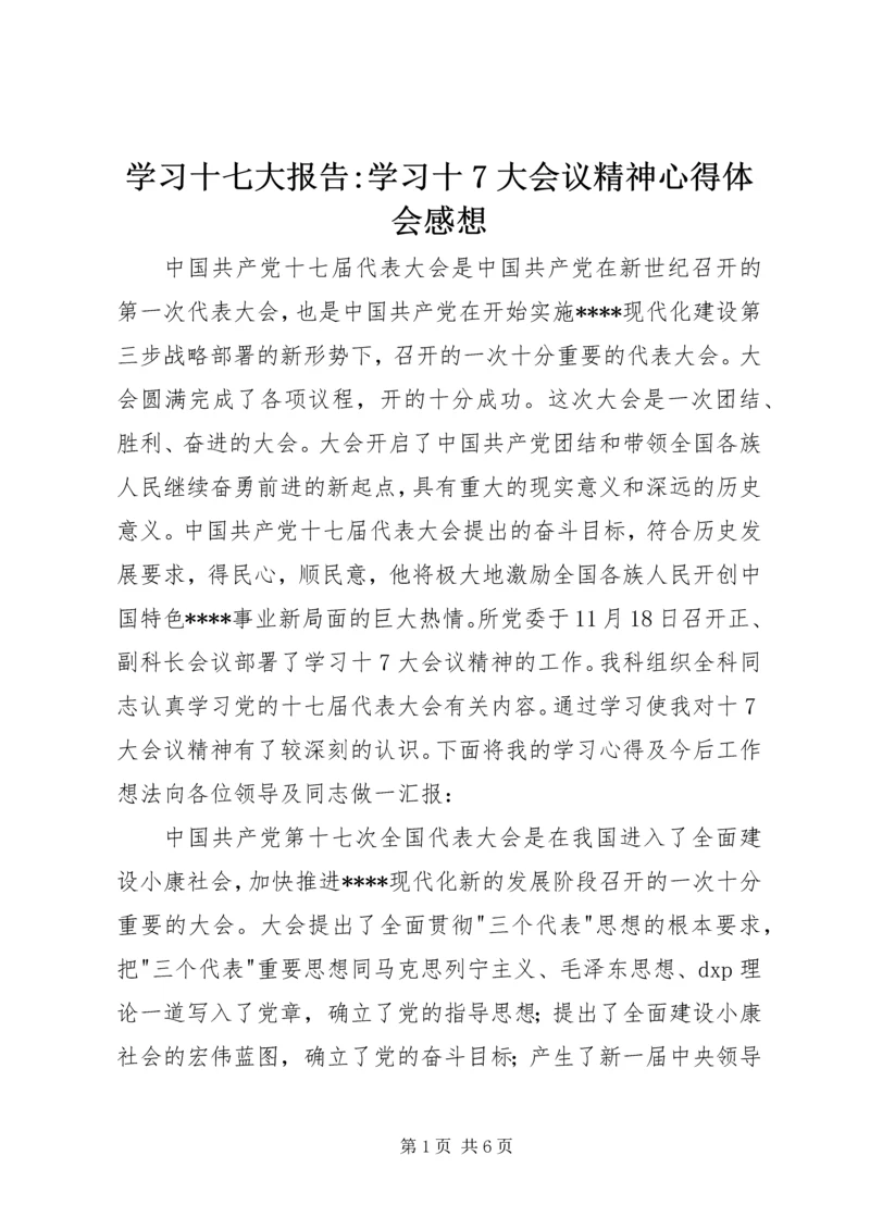 学习十七大报告-学习十7大会议精神心得体会感想 (2).docx