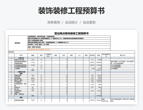 装饰装修工程预算书