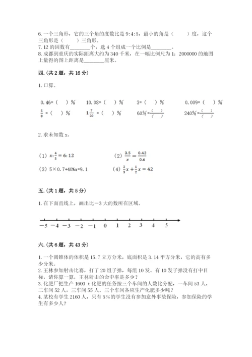 人教版六年级数学下学期期末测试题【a卷】.docx