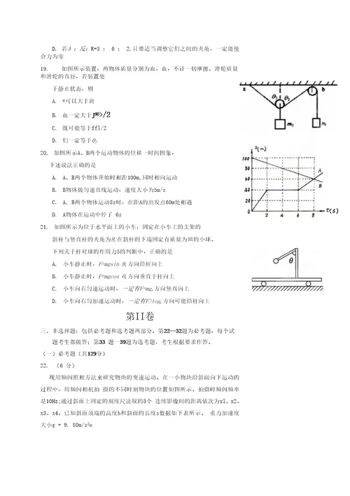 一、选择题：本题包括13小题。每小题6分,共78分,每小题