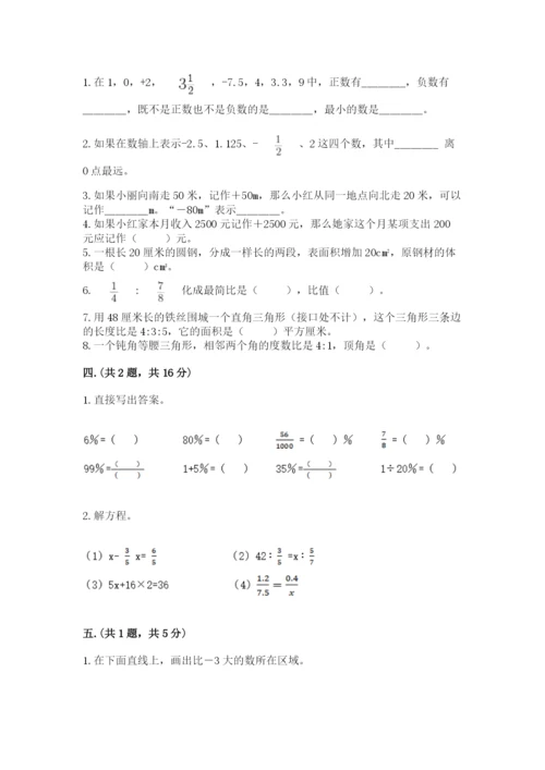 人教版六年级数学小升初试卷及参考答案一套.docx