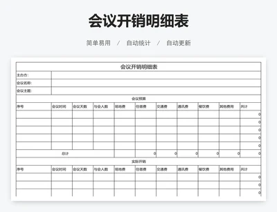 会议开销明细表