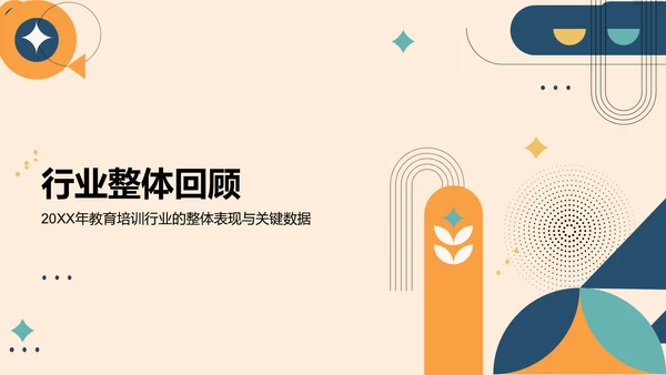 橙色扁平风教育培训行业年终总结PPT模板