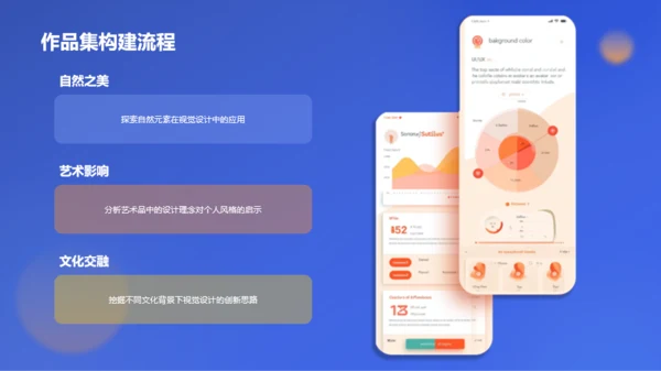 蓝黄色创意作品集PPT模板