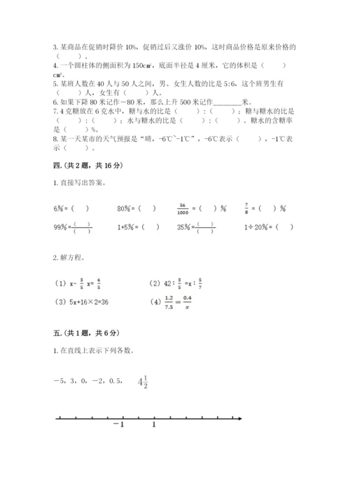 小学六年级数学毕业试题及一套答案.docx