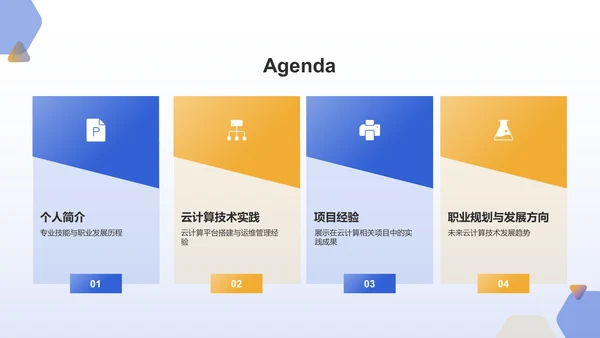 蓝色科技风云计算工程师求职简历PPT模板