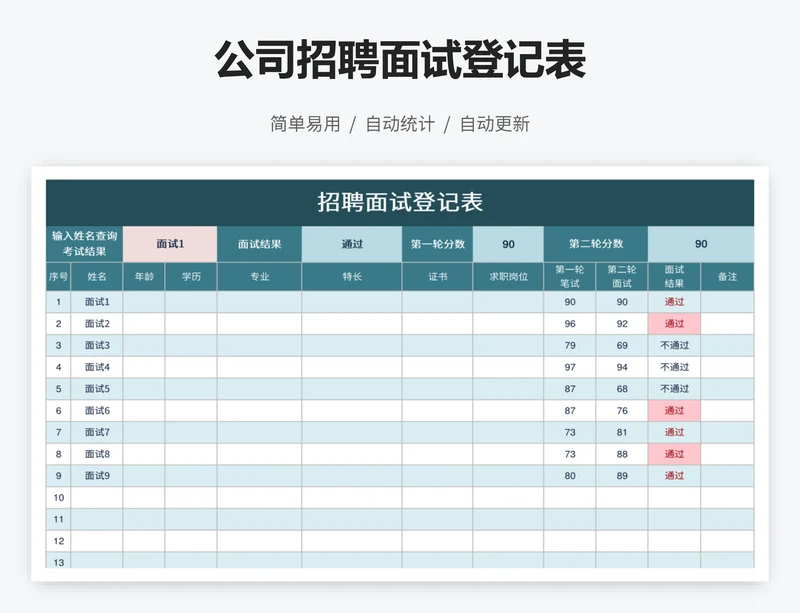 公司招聘面试登记表