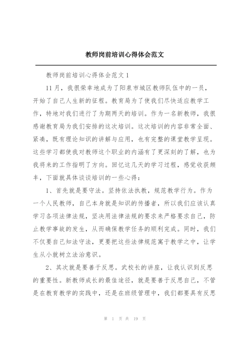 教师岗前培训心得体会范文.docx