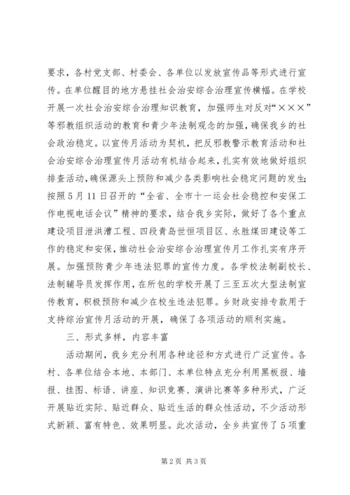 乡镇社会治安综合治理宣传月总结.docx