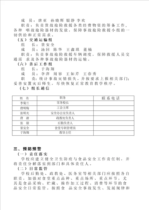 学校食堂食品安全事故应急预案