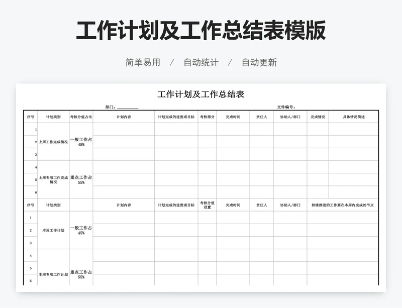 工作计划及工作总结表模版