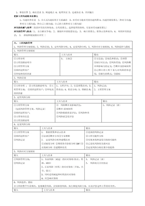 系统集成项目管理工程师项目九大知识点