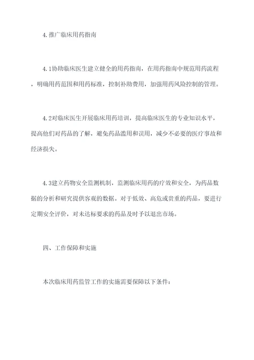 临床用药监管工作计划